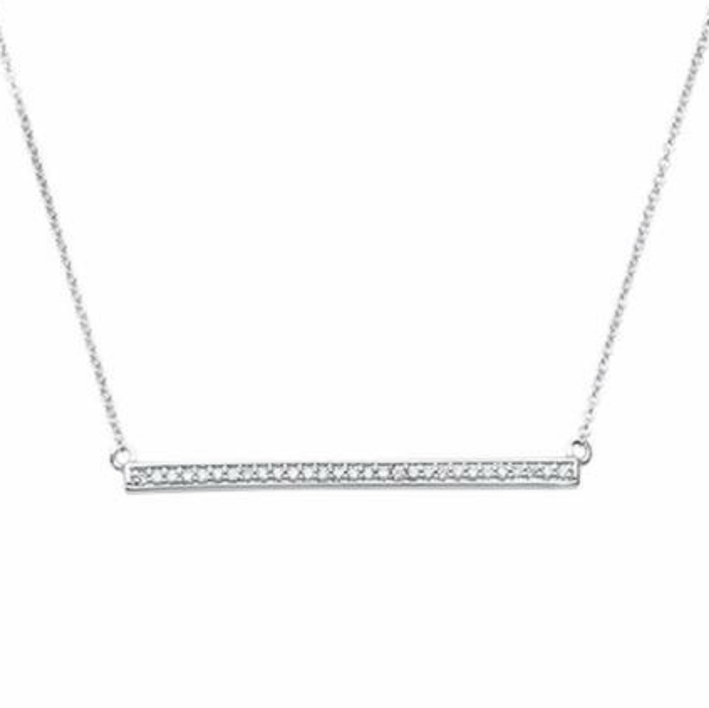 .13ct 14kt white gold trendy round diamond bar